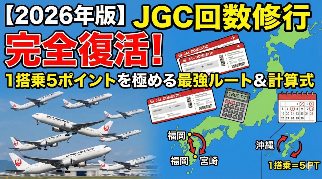 【2026年版】JGC回数修行の完全復活！「1搭乗5ポイント」を極める最強ルートと単価の計算式